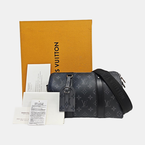 KEEPALL Monogram Coated Canvas Black