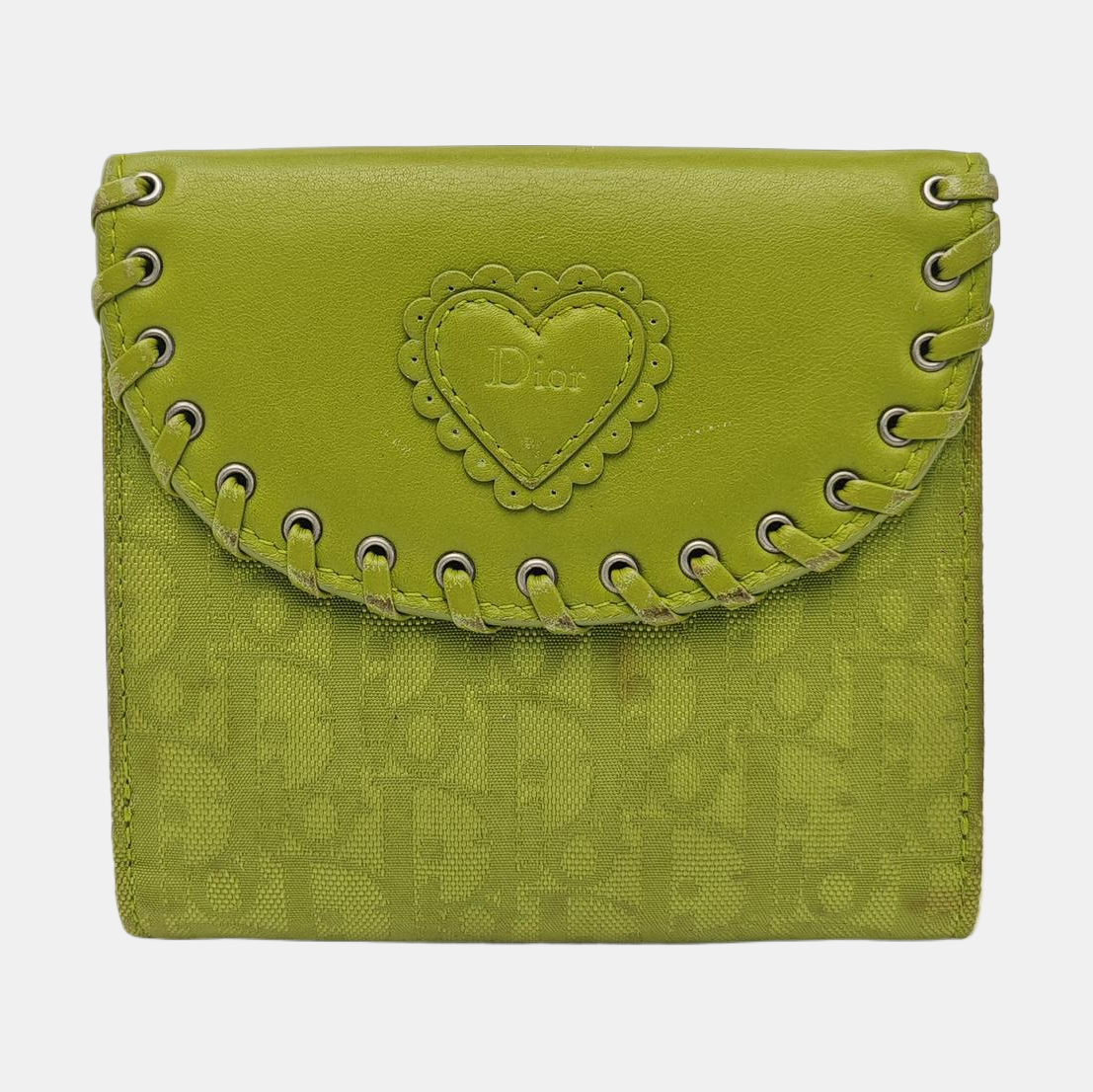 Oblique Leather Wallet Green