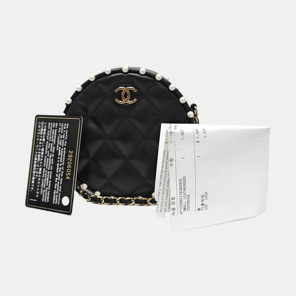 ROUND Quilted Calfskin Black