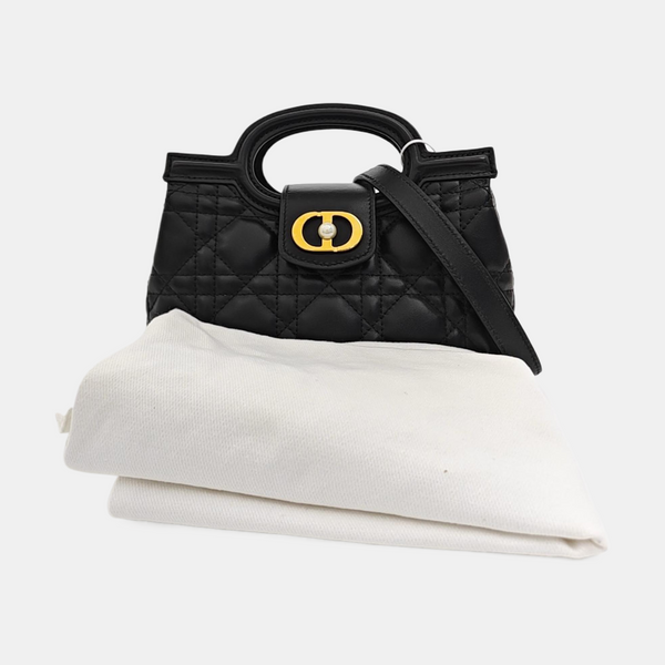 Jolie Top Handle Mini Cannage Lambskin Black