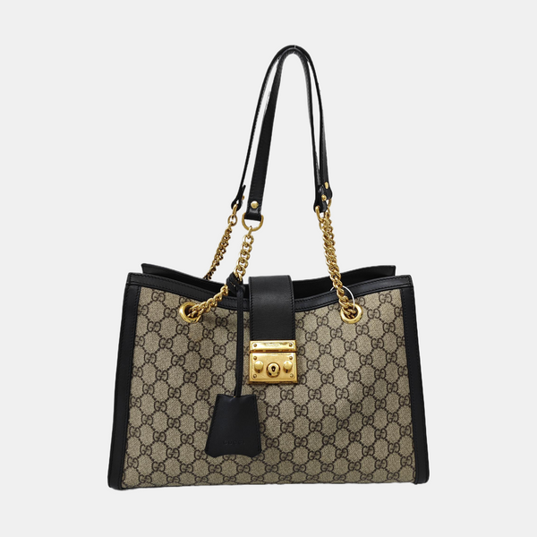 Padlock Medium Monogram Coated Canvas Beige