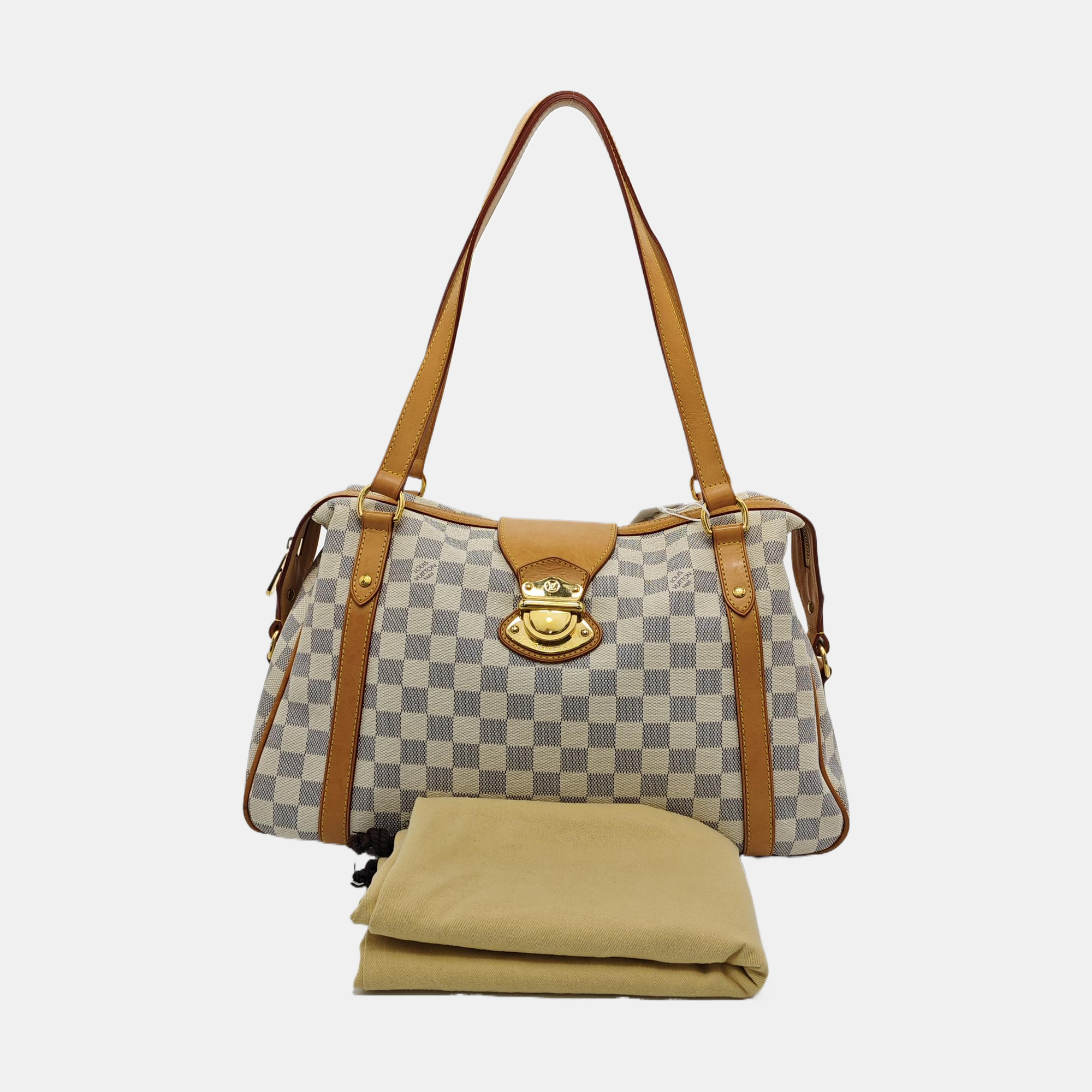 STRESA Damier Azur Coated Canvas White