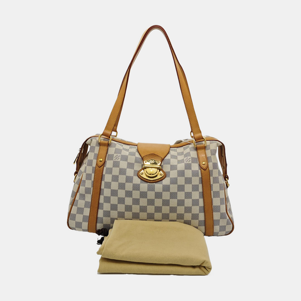 STRESA Damier Azur Coated Canvas White