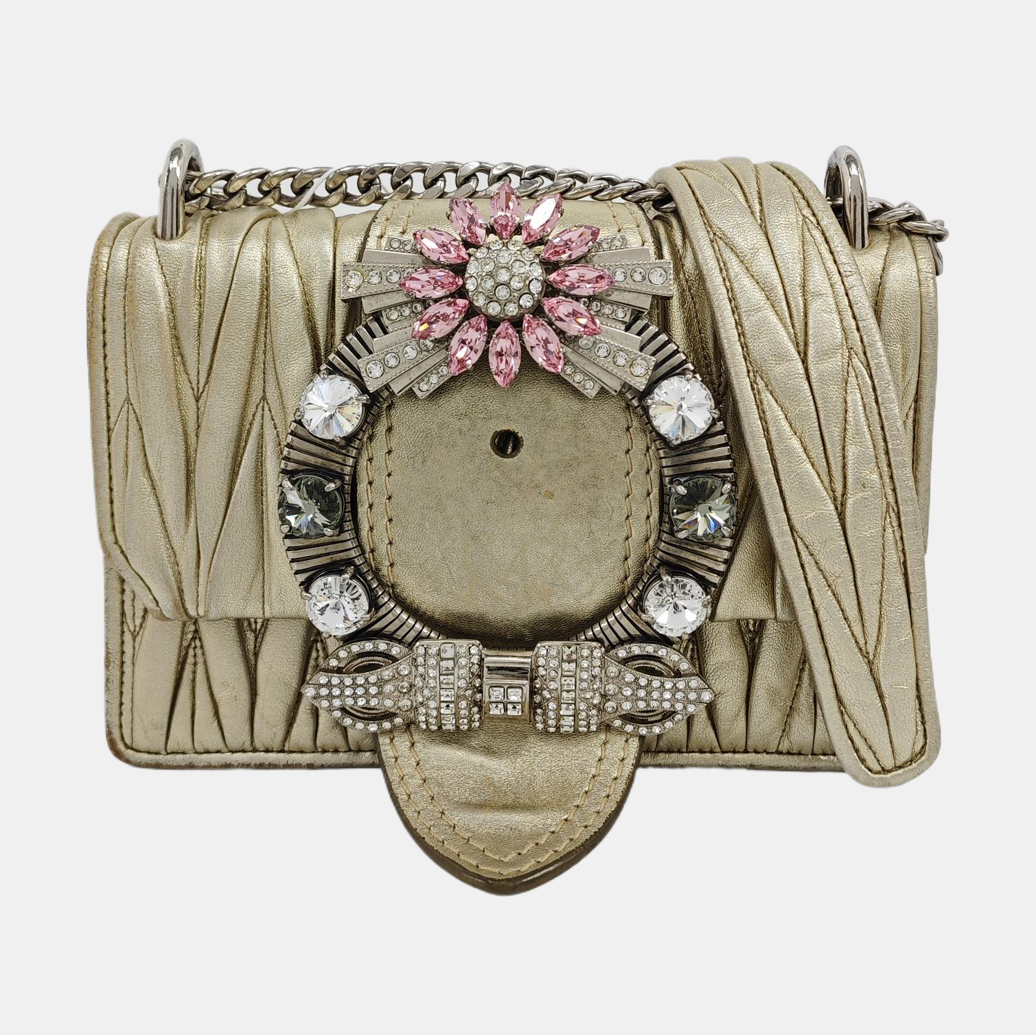 Miu Lady Quilted Lambskin Gold