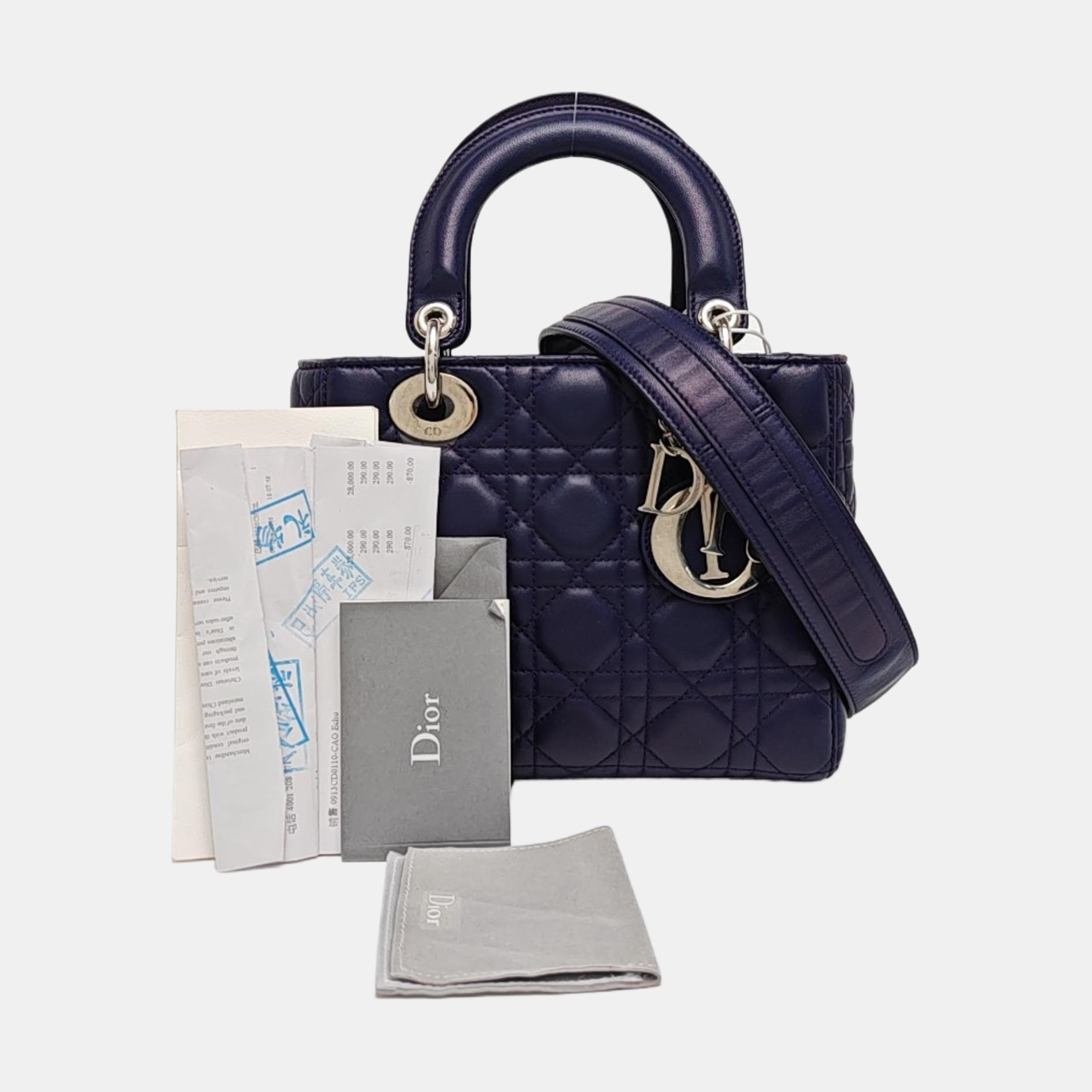Lady Dior Small Cannage Lambskin Blue