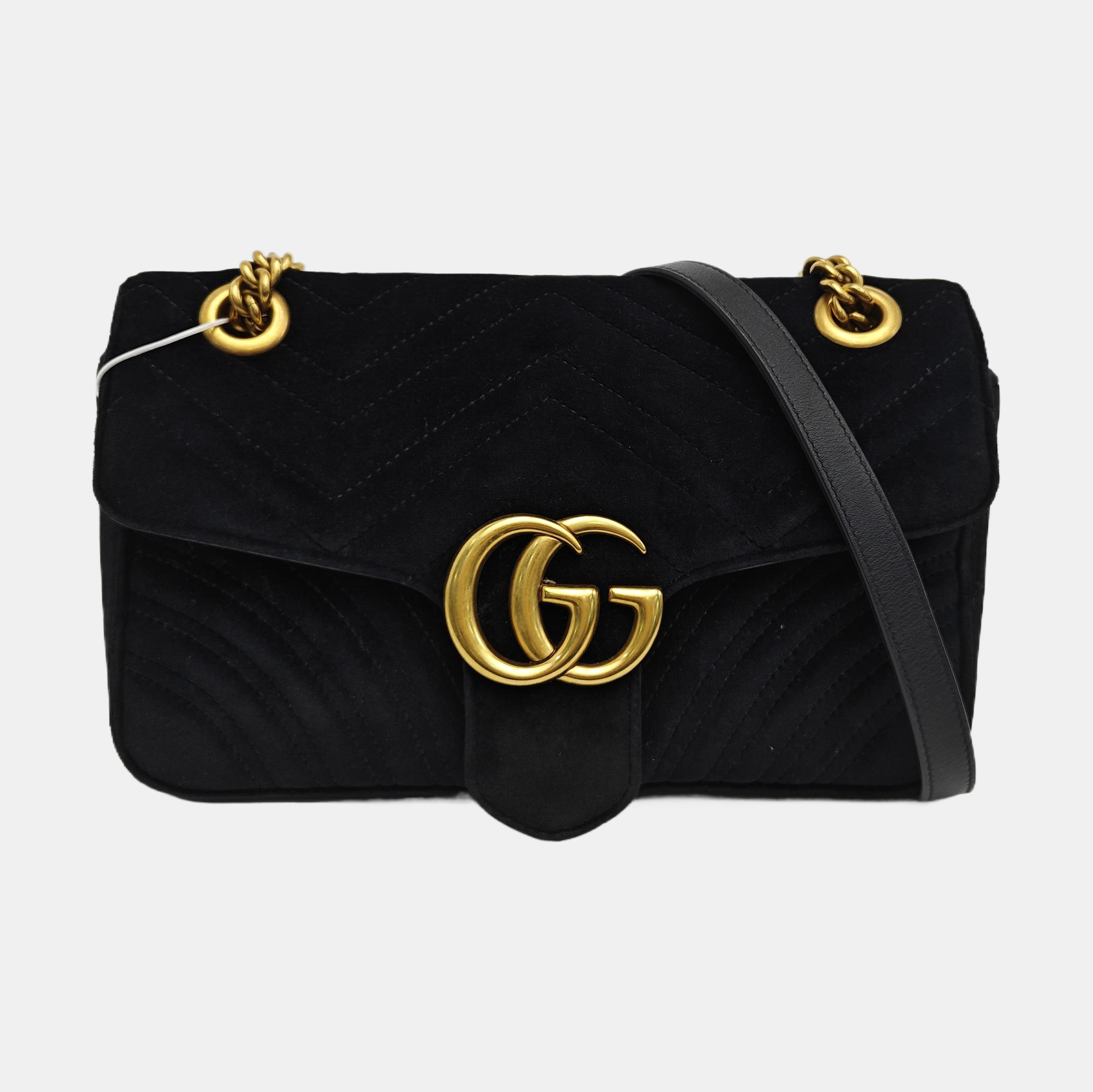 GG Marmont Medium Quilted Velvet Black
