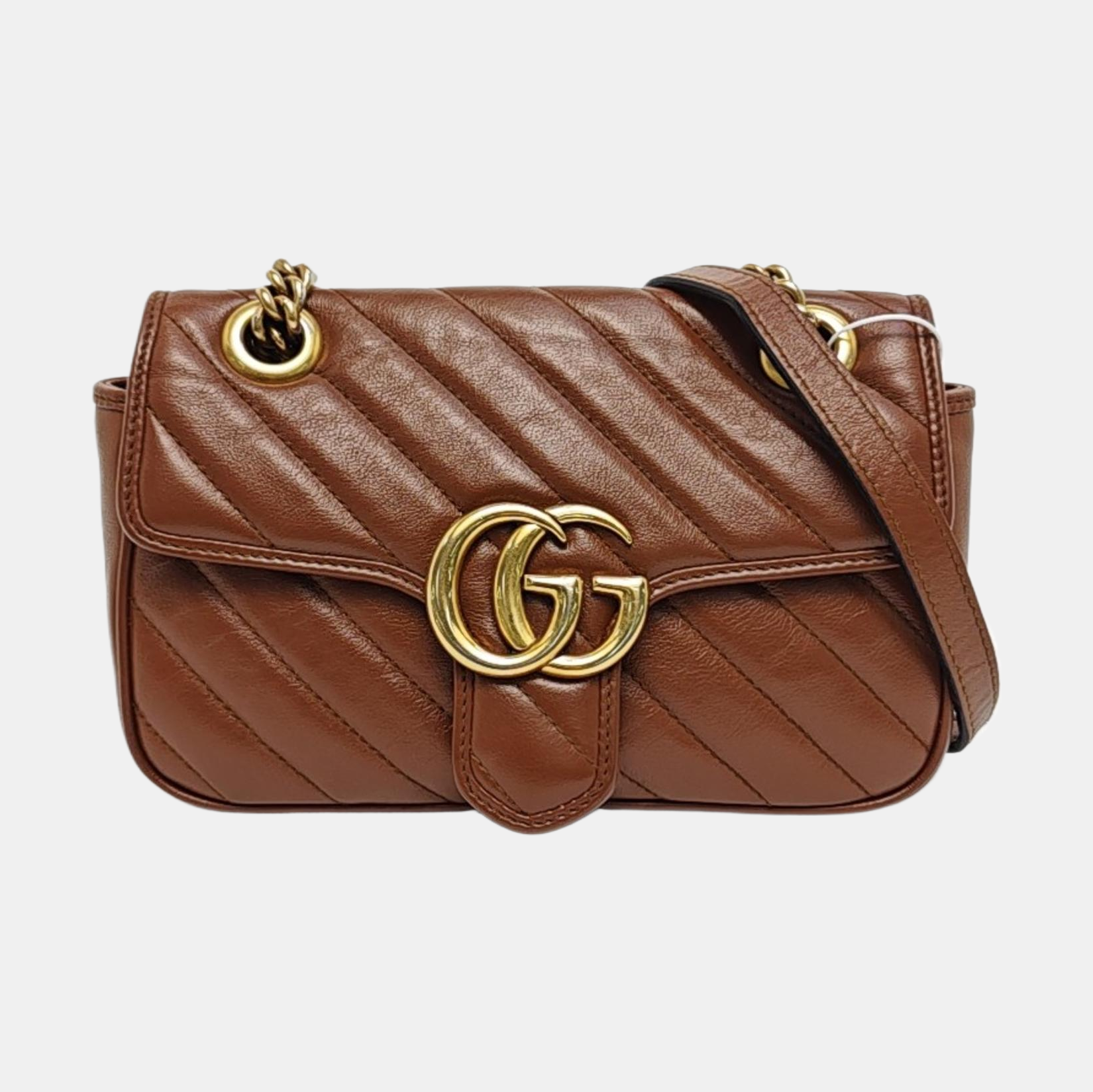 GG Marmont Small Quilted Calfskin Brown