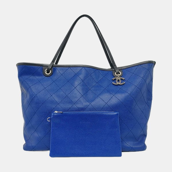 Quilted Grained Calfskin Blue