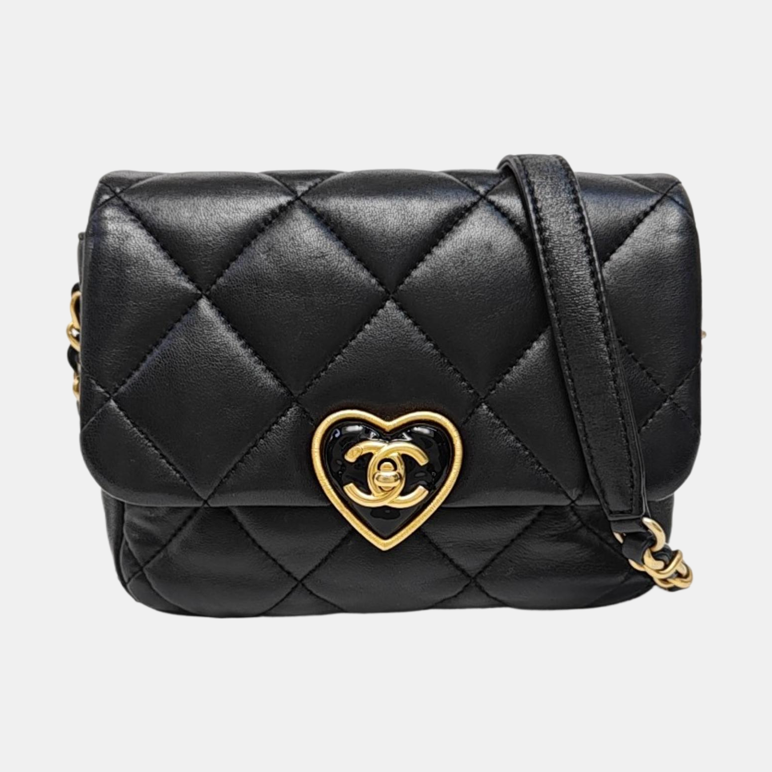 Quilted Lambskin Crossbody Bag Black