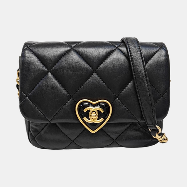 Quilted Lambskin Crossbody Bag Black