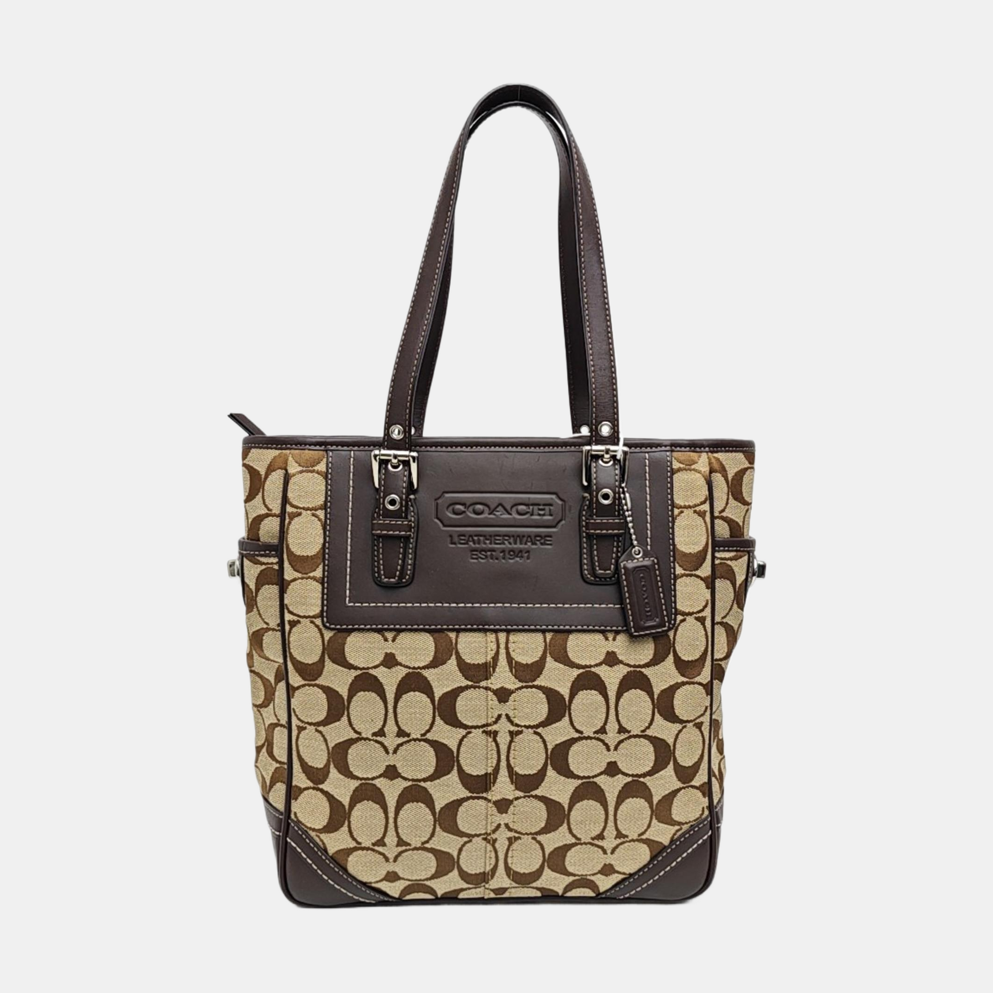 Monogram Canvas Tote Bag Brown