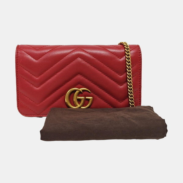 GG Marmont Super Mini Quilted Calfskin Red