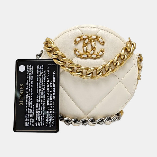 Authenticated pre-owned  CHANEL 19 Quilted Lambskin White - Shoulder Bag at Looply
