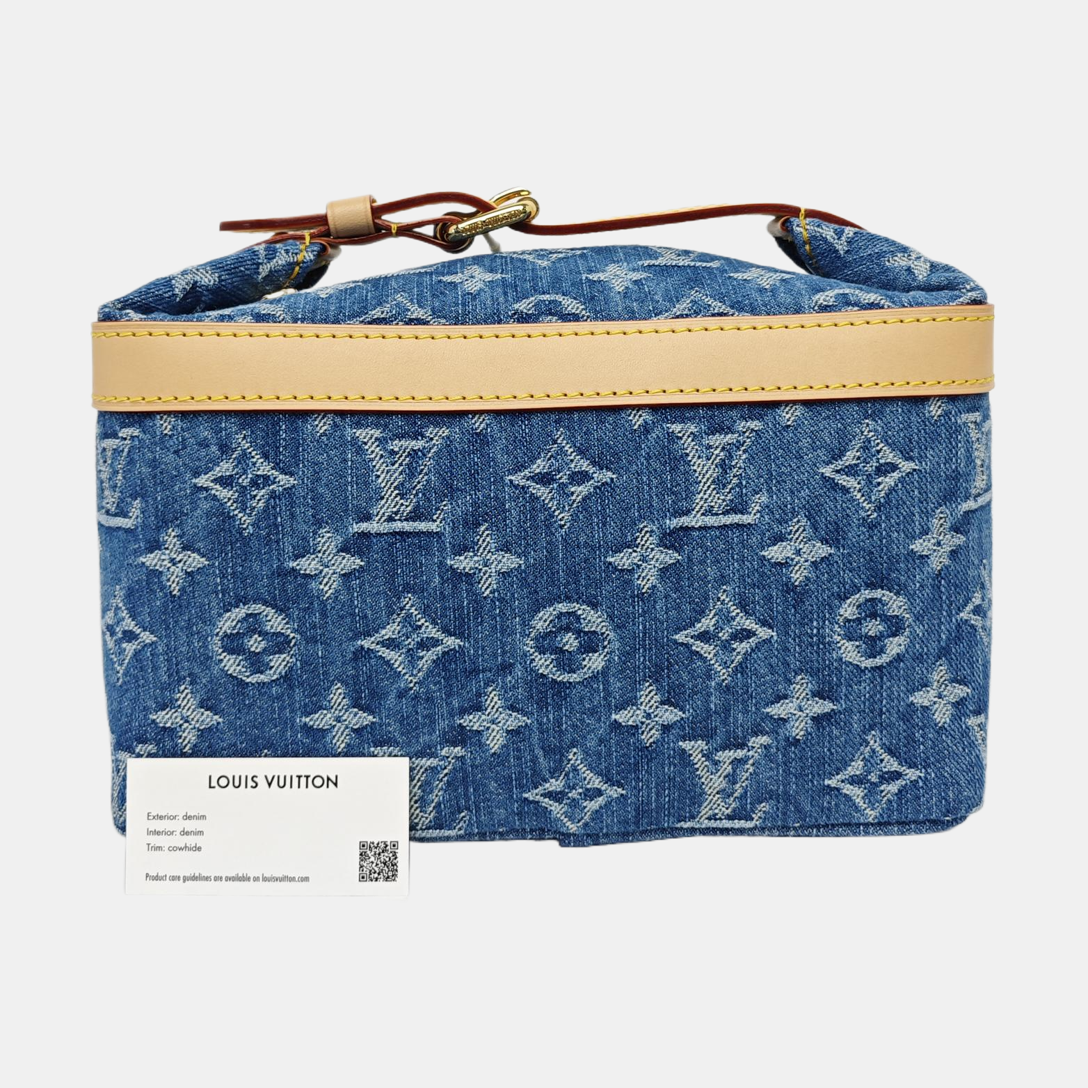 Monogram Denim Top Handle Bag Blue