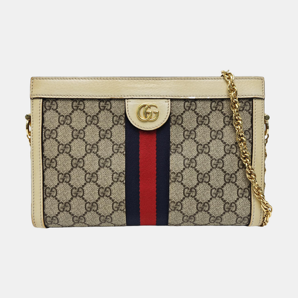 Ophidia Small Monogram Coated Canvas Beige