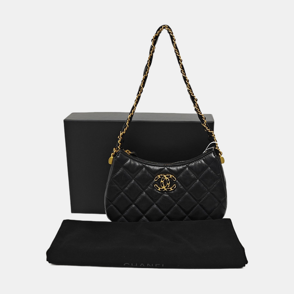 CHANEL 19 Small Quilted Calfskin Black