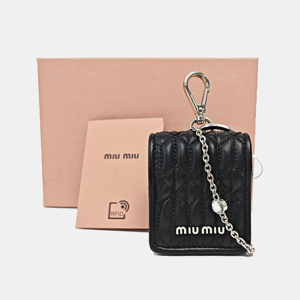 Quilted Lambskin Key Pouch Black