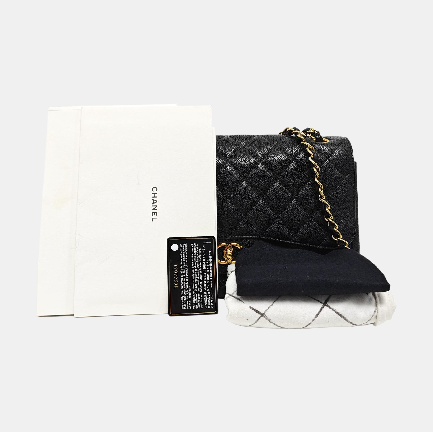 Large Quilted Grained Calfskin Black