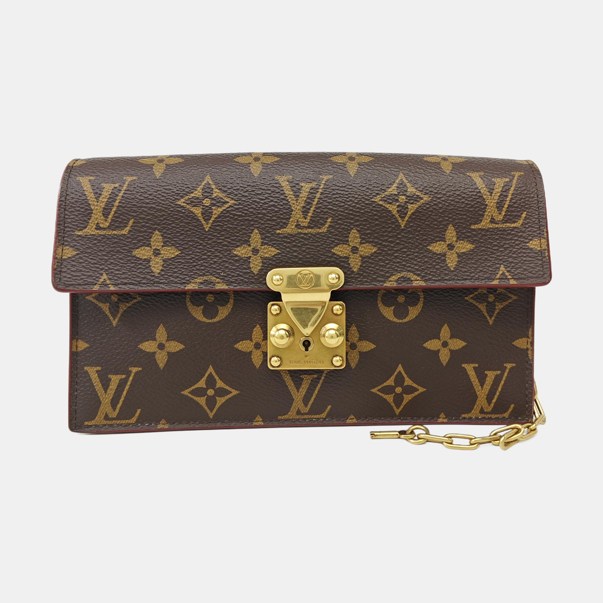 S LOCK Monogram Coated Canvas Brown
