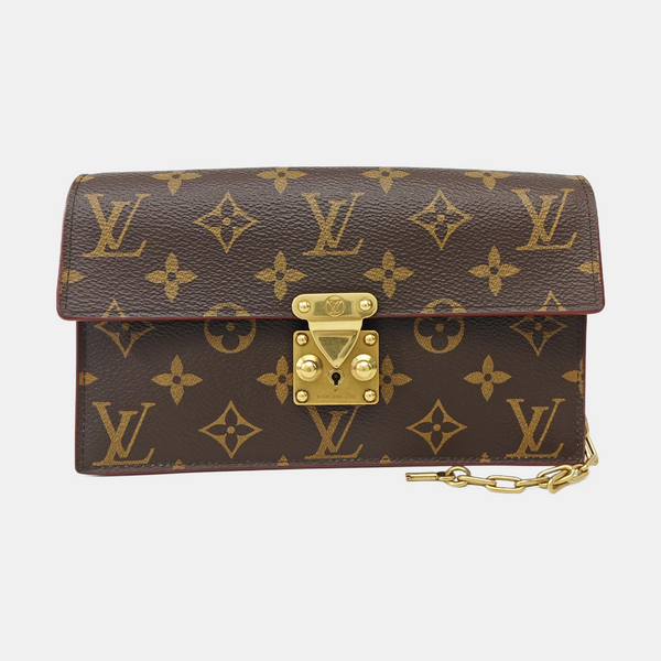 S LOCK Monogram Coated Canvas Brown