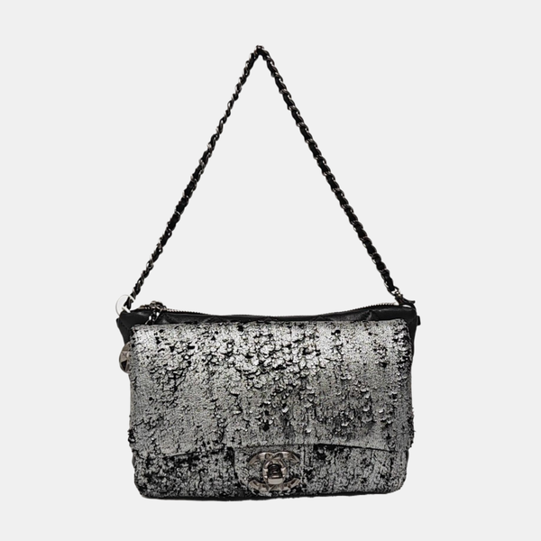 Lambskin Top Handle Bag Silver