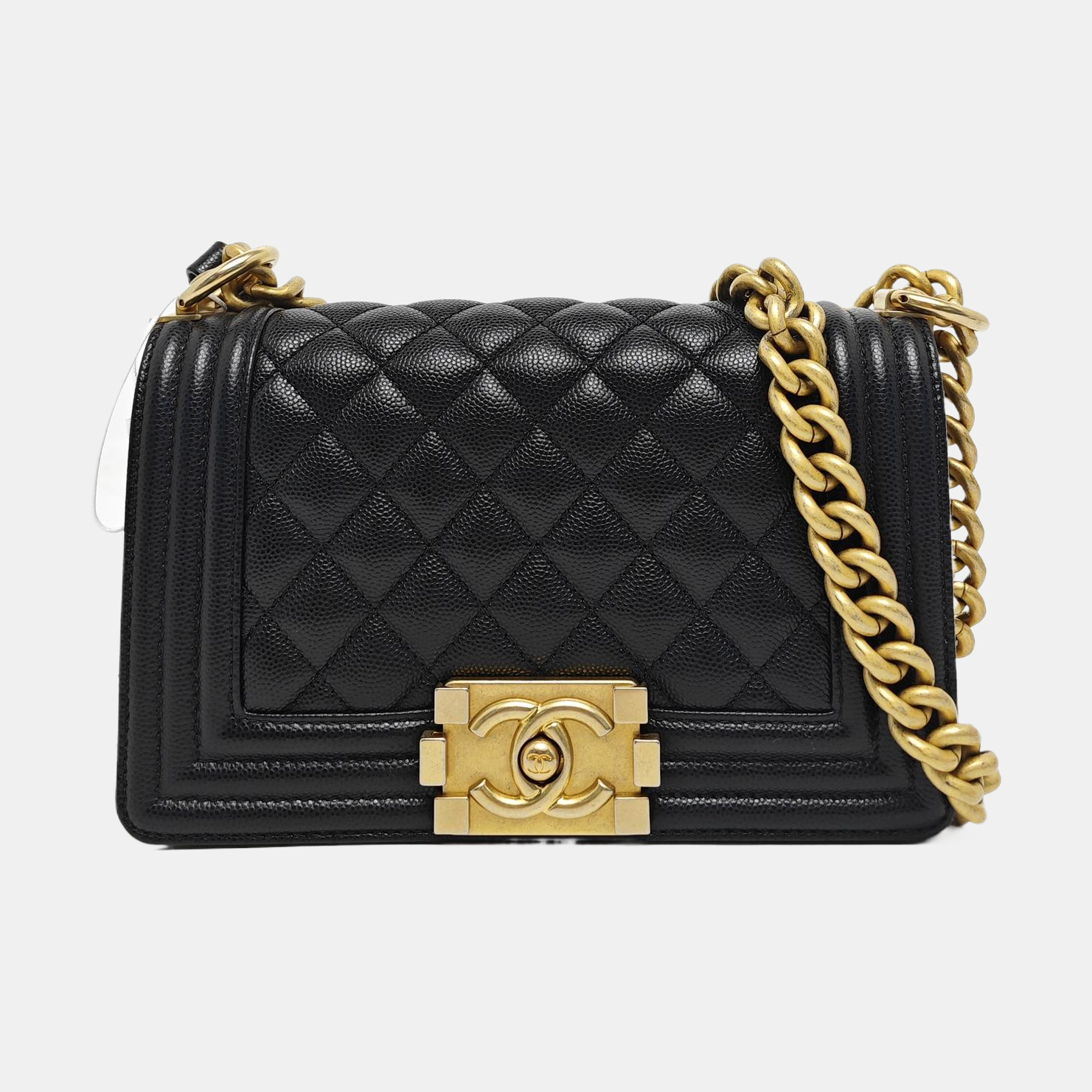 BOY CHANEL Small Quilted Grained Calfskin Black