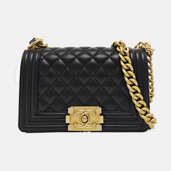 BOY CHANEL Small Quilted Grained Calfskin Black