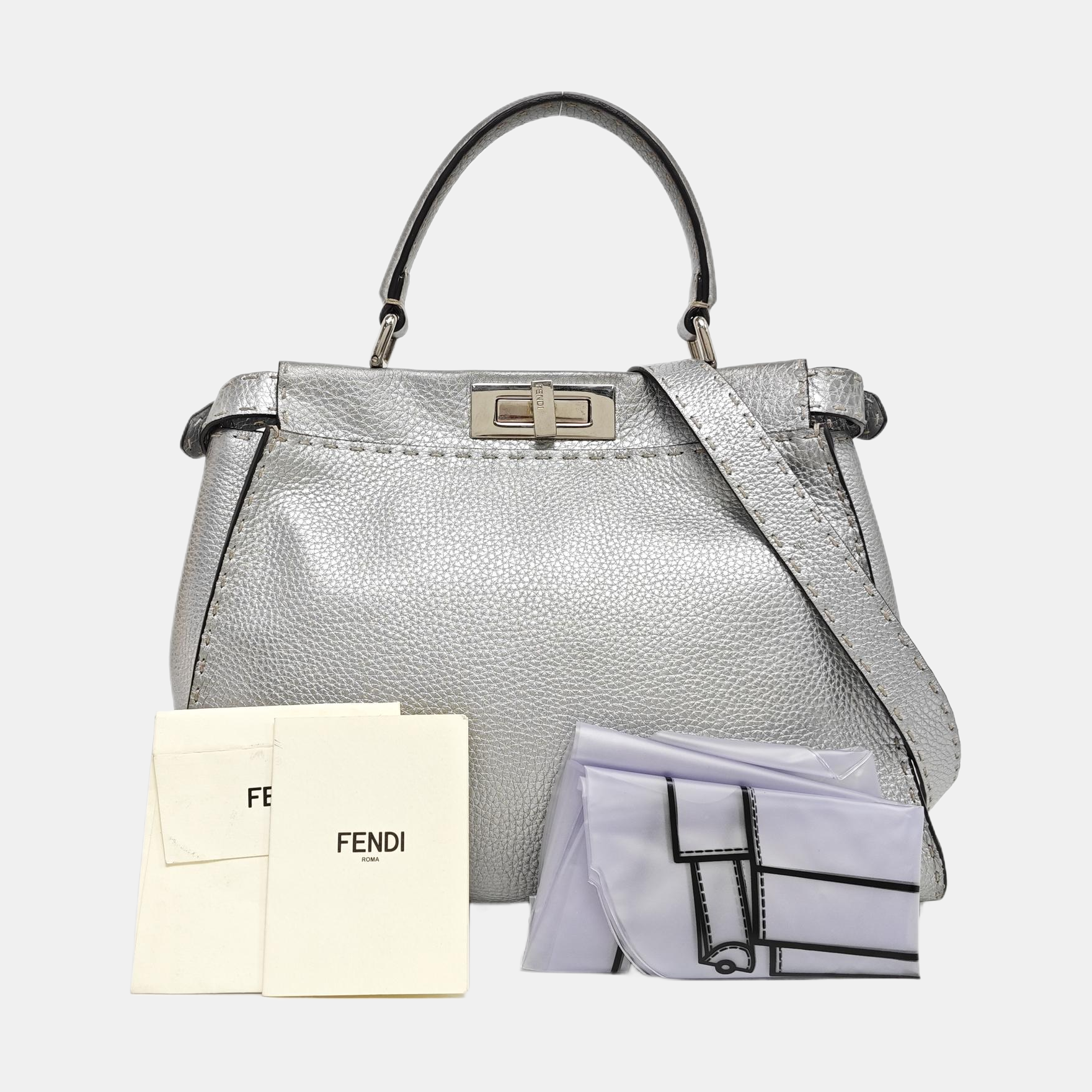 Peekaboo Medium Calfskin Silver