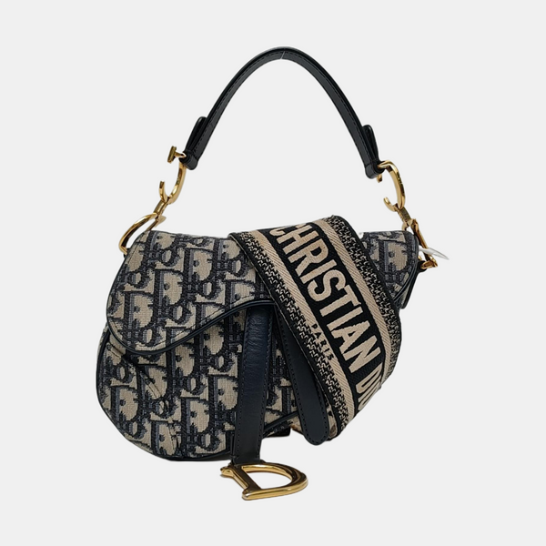 Authenticated pre-owned  Saddle Mini Oblique Canvas Blue - Shoulder Bag at Looply