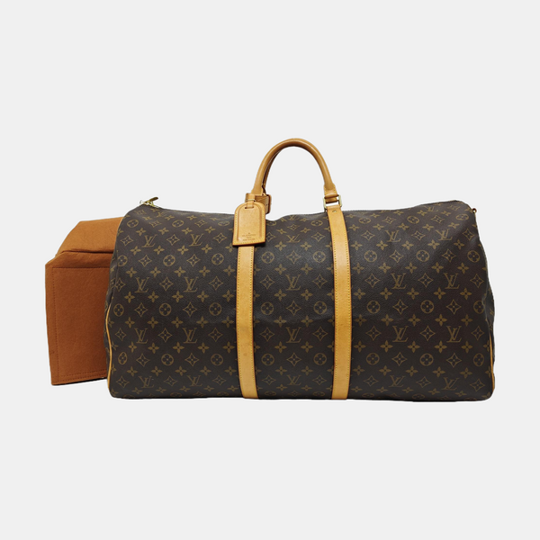 KEEPALL 60 Monogram Coated Canvas Brown