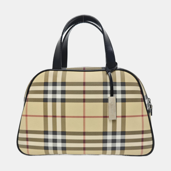 Coated Canvas Top Handle Bag Beige