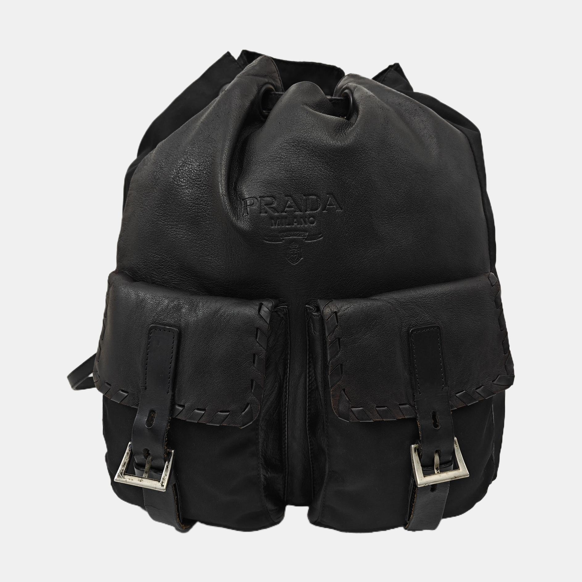 Quilted Nylon Backpack Black
