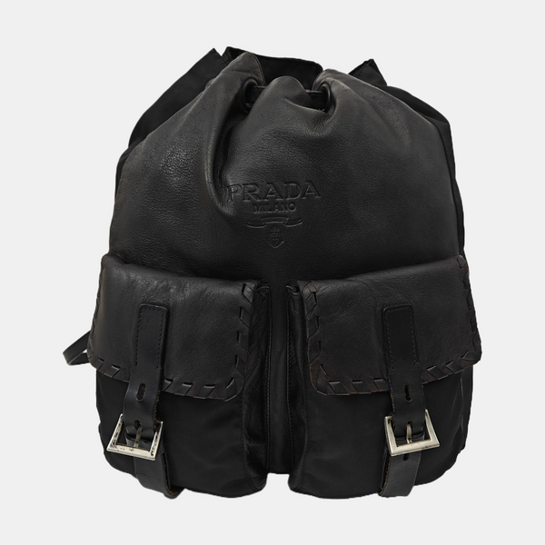Quilted Nylon Backpack Black