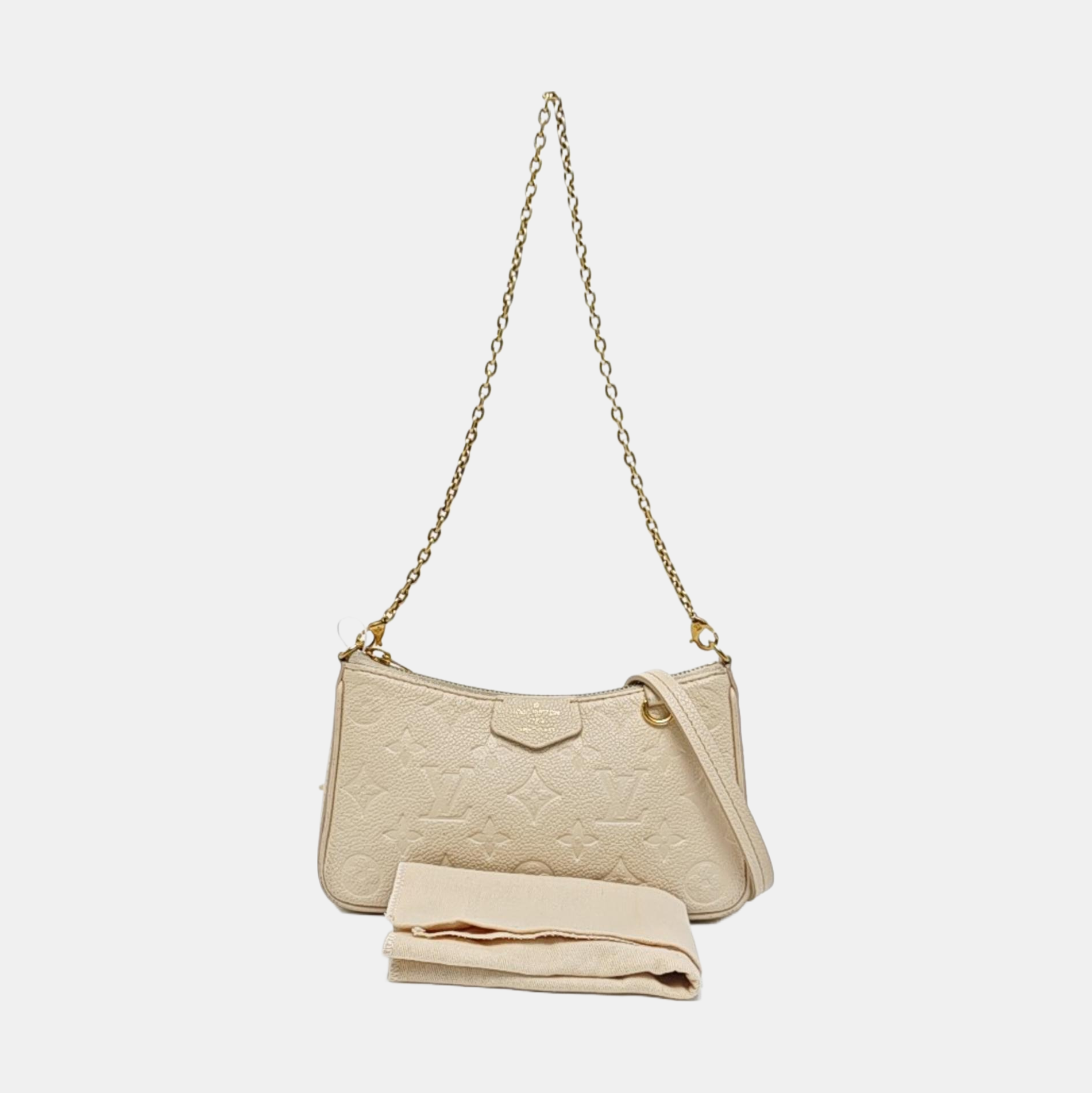 EASY POUCH ON STRAP Calfskin Beige