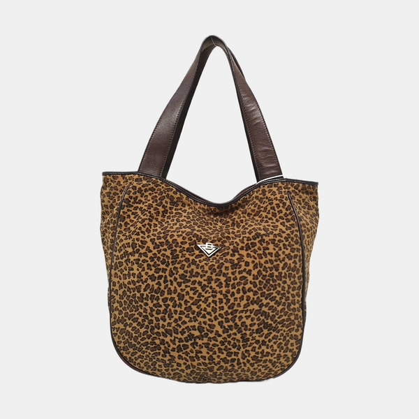 Fabric Top Handle Bag Brown