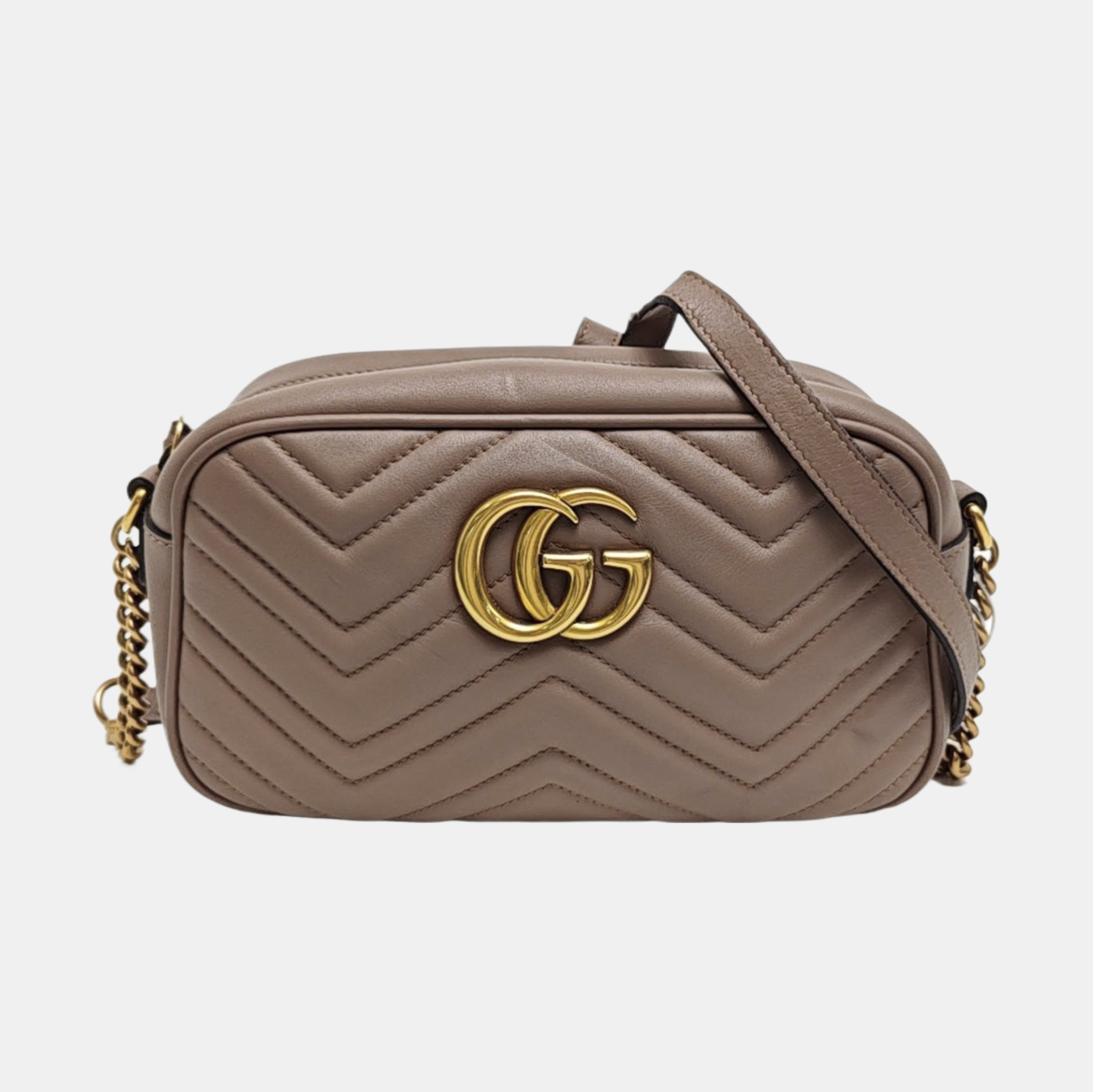 GG Marmont Small Quilted Calfskin Beige