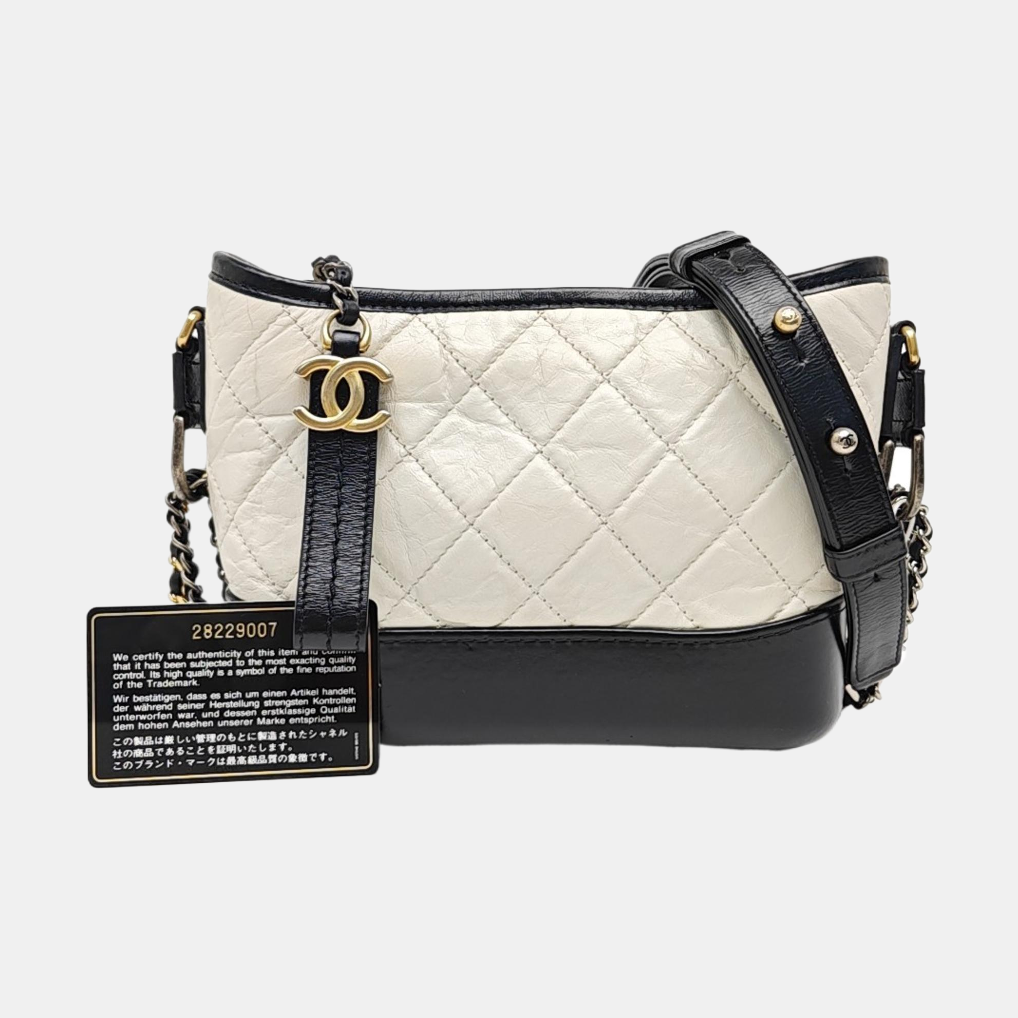 GABRIELLE Small Quilted Calfskin White
