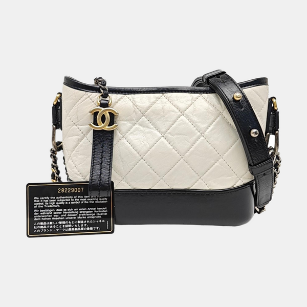 GABRIELLE Small Quilted Calfskin White