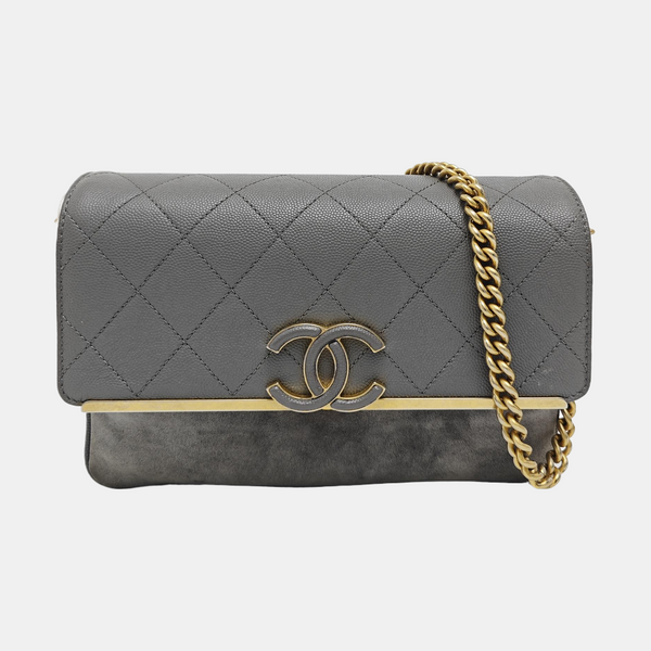 Quilted Grained Calfskin Gray