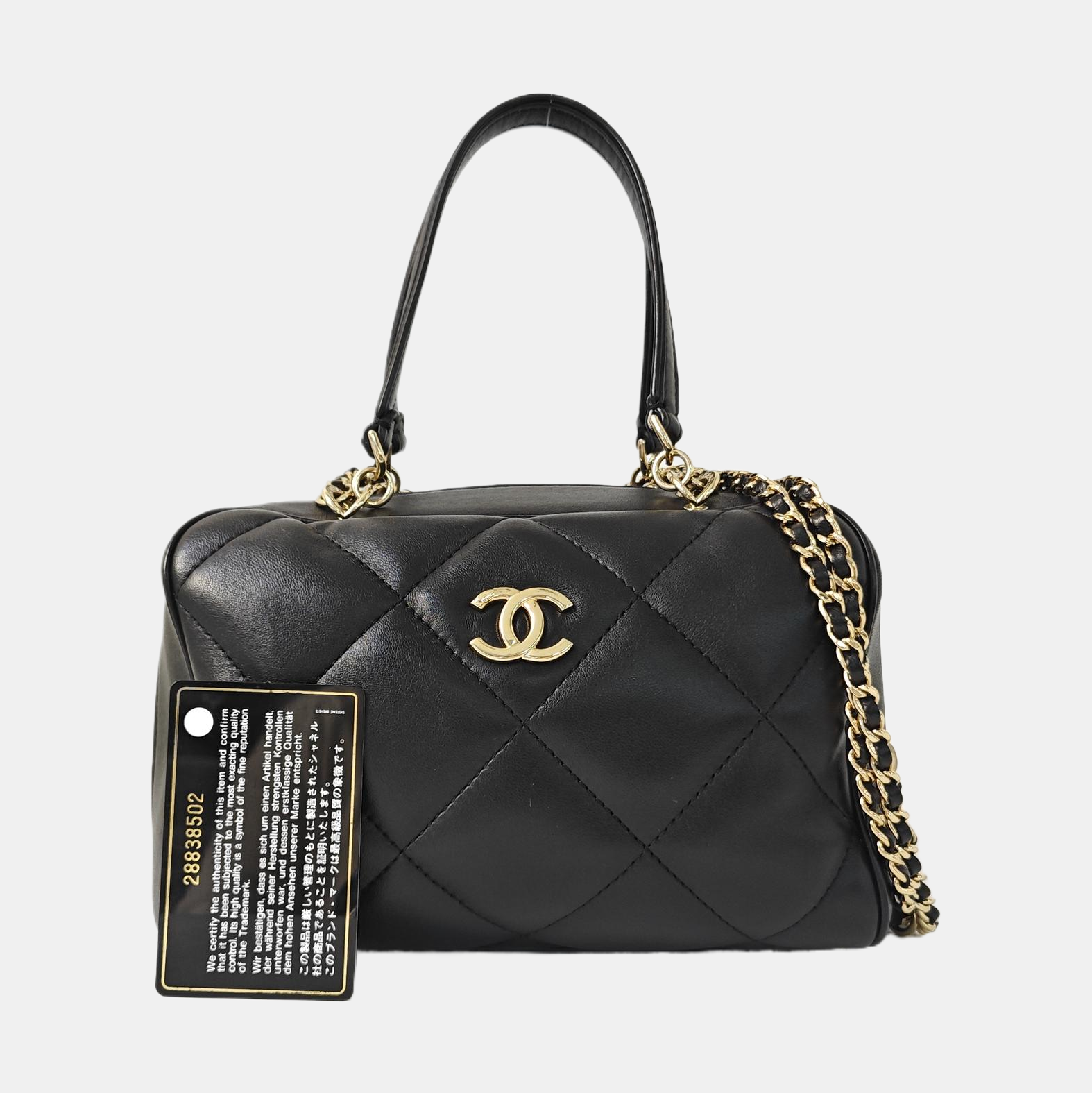 Quilted Lambskin Shoulder Bag Black