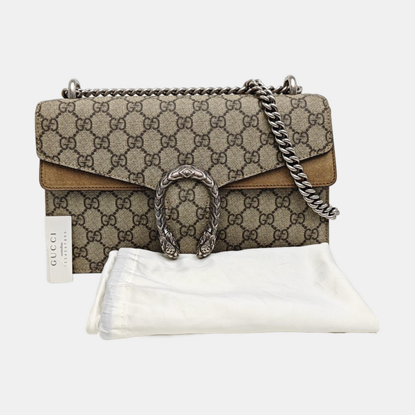 Dionysus Small Monogram Coated Canvas Beige