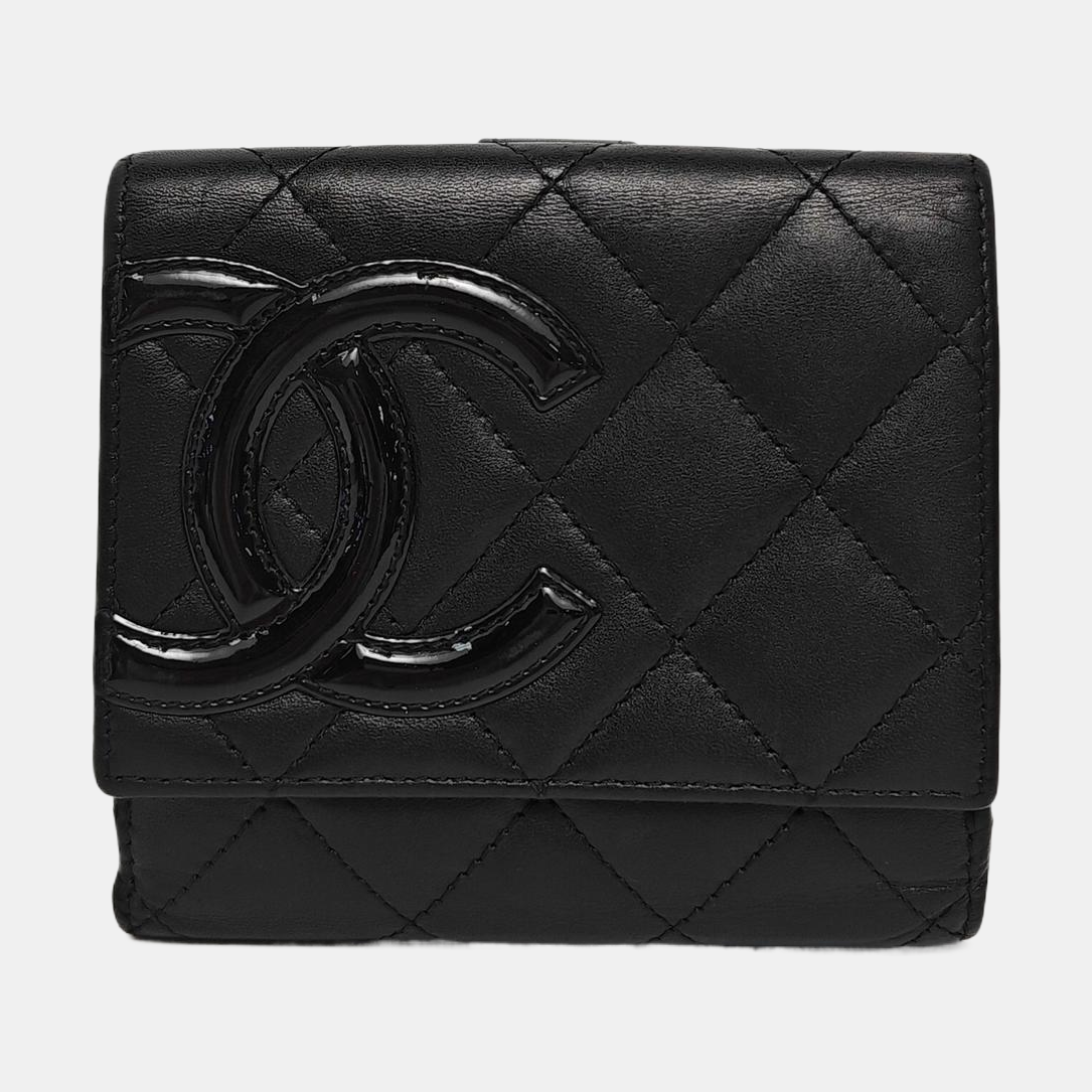 Authenticated pre-owned  CAMBON Quilted Calfskin Black Wallet - Wallet at Looply