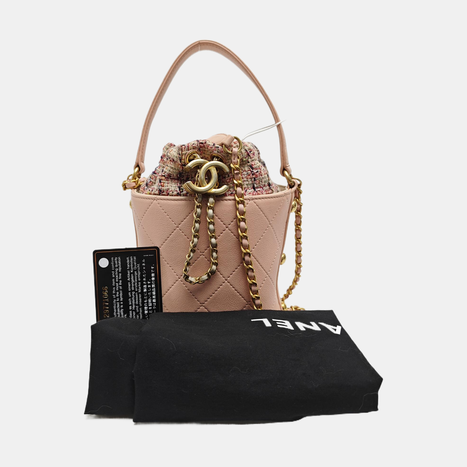 Quilted Calfskin Bucket Bag Pink