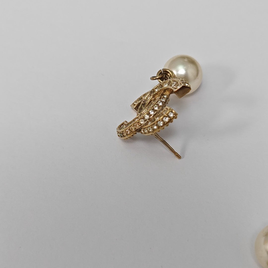 CC Logo Metal Gold Stud Earrings