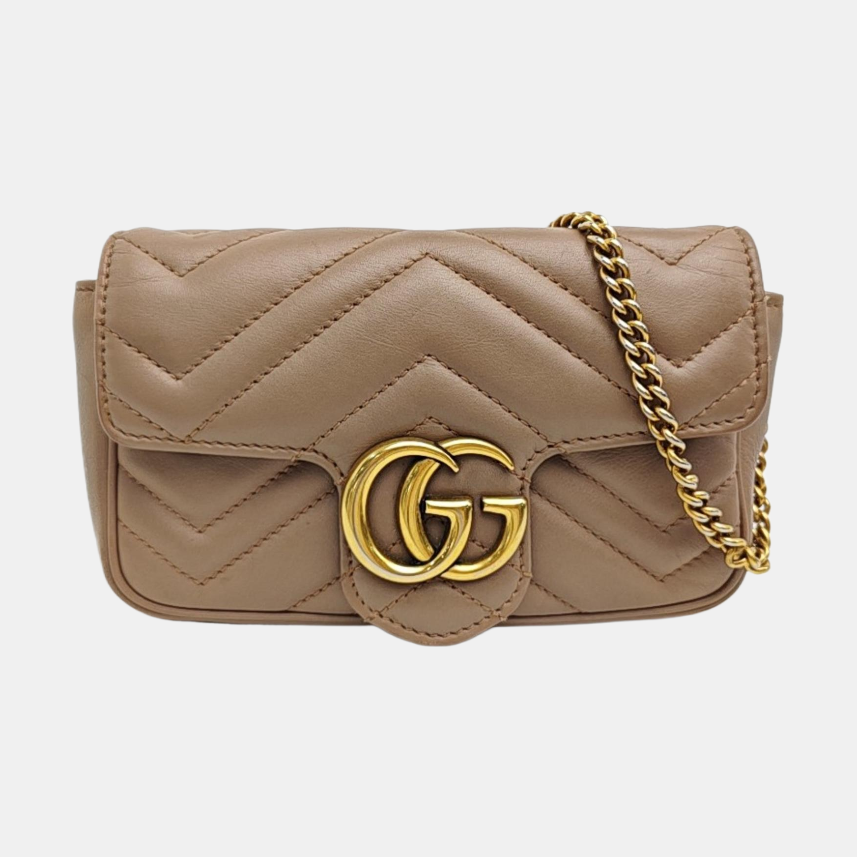 GG Marmont Mini Quilted Calfskin Beige
