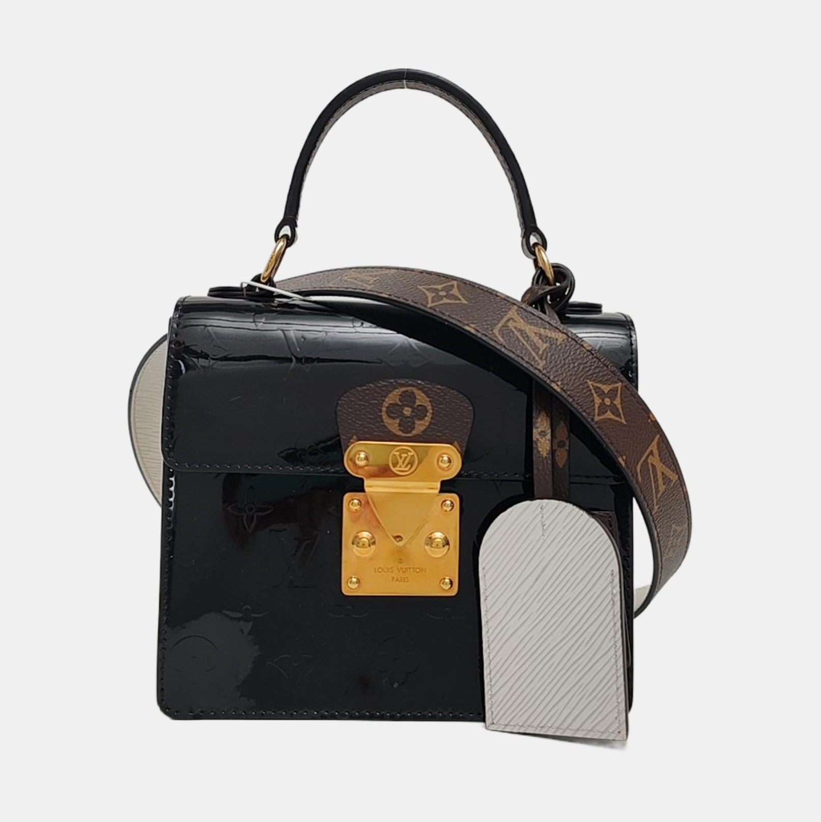 SPRING STREET Monogram Patent Leather Black