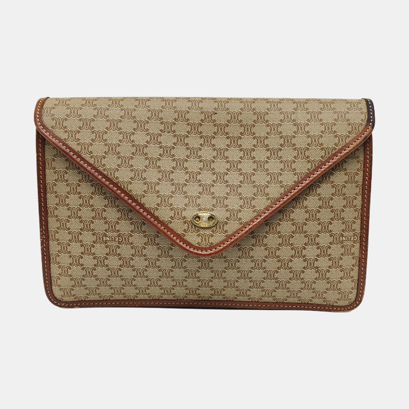 Coated Canvas Clutch Beige