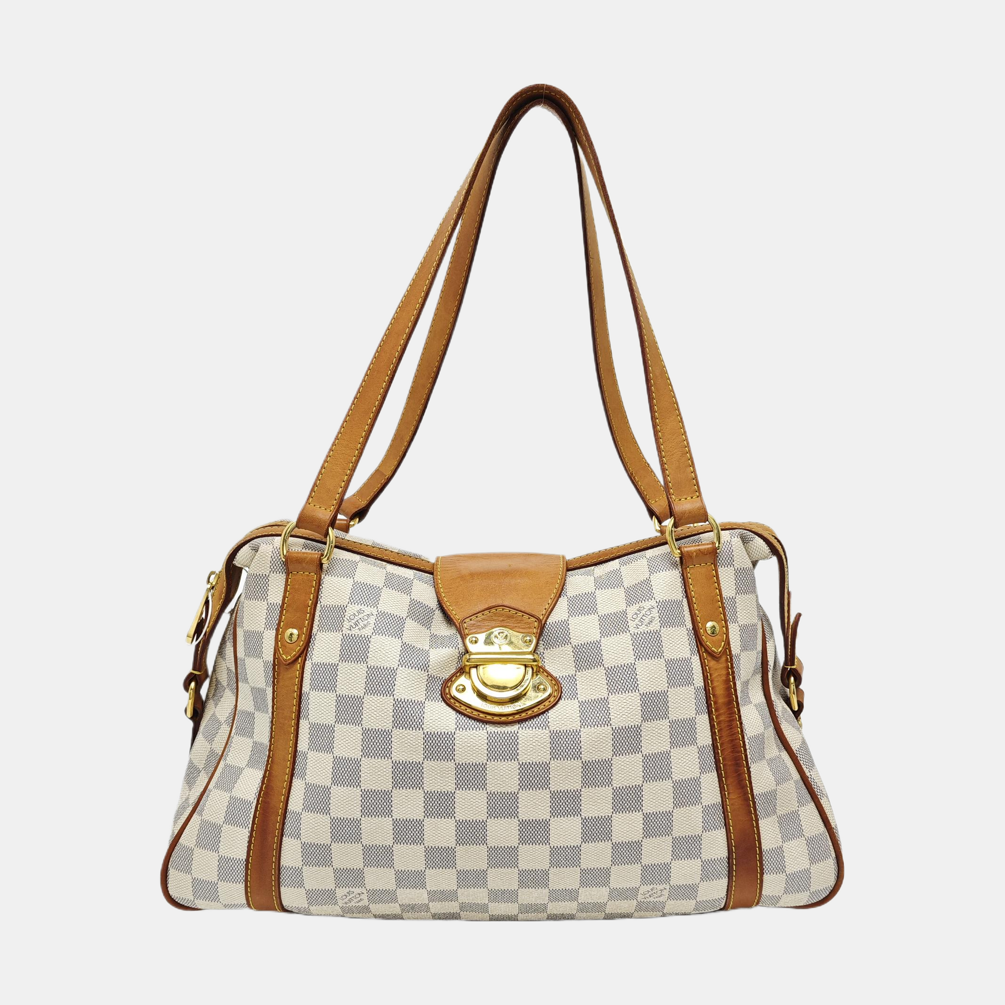 STRESA Damier Azur Coated Canvas White
