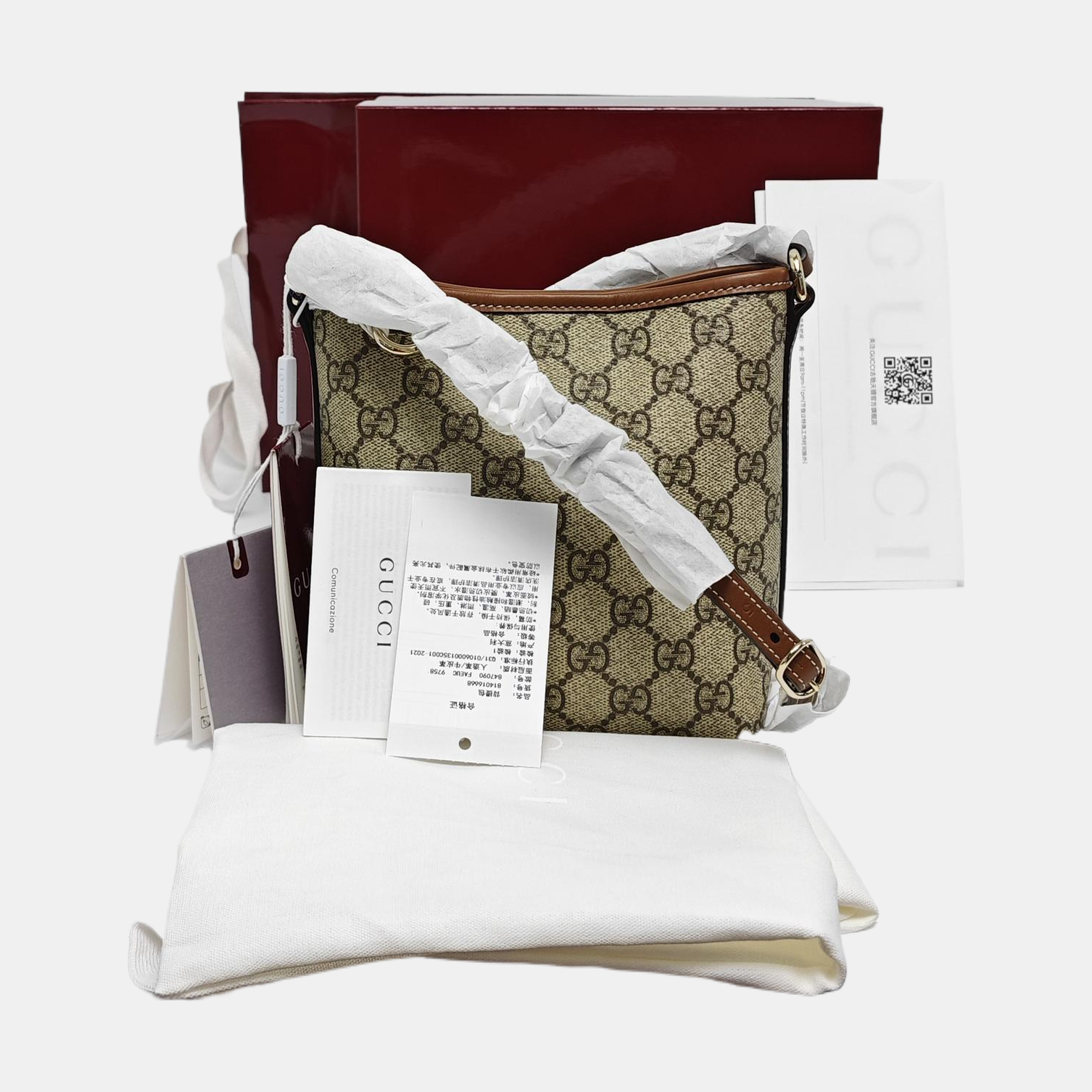 GG Emblem Monogram Coated Canvas Beige