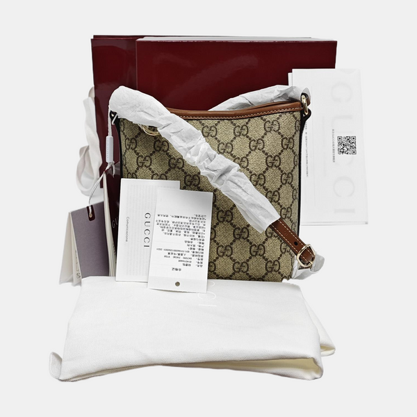 GG Emblem Monogram Coated Canvas Beige
